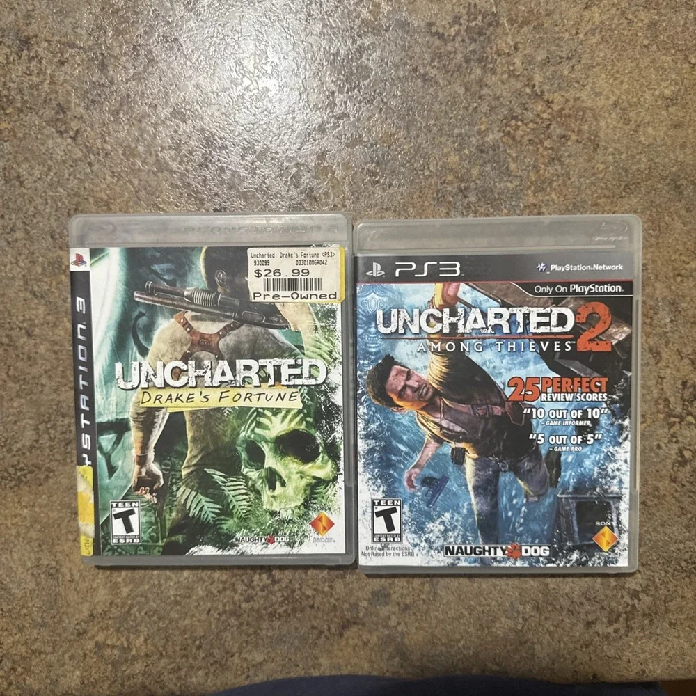 Uncharted 1 + 2 Lot - PS3 PlayStation 3 - All CIB Tested Working Bundle Games